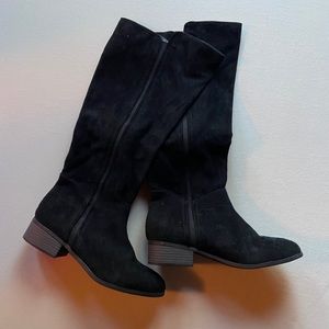 Black Suede Riding Boots